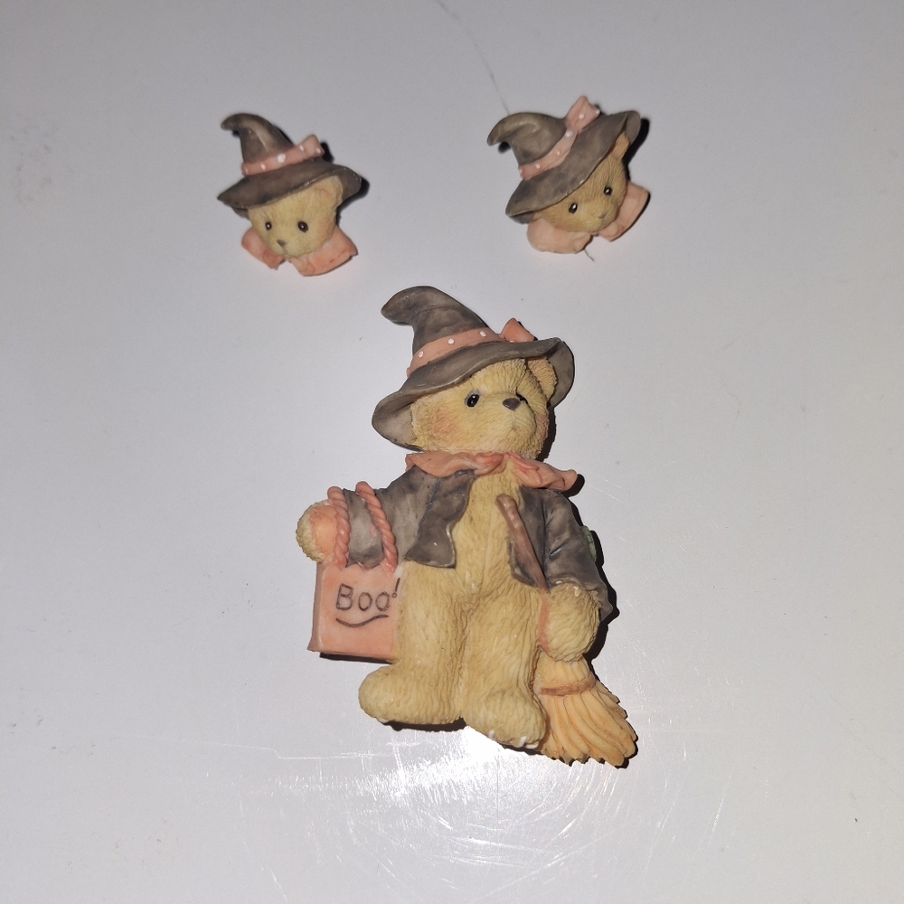 Vintage Halloween Bear Earrings And Brooch Set Kawaii Cottagecore Teacher